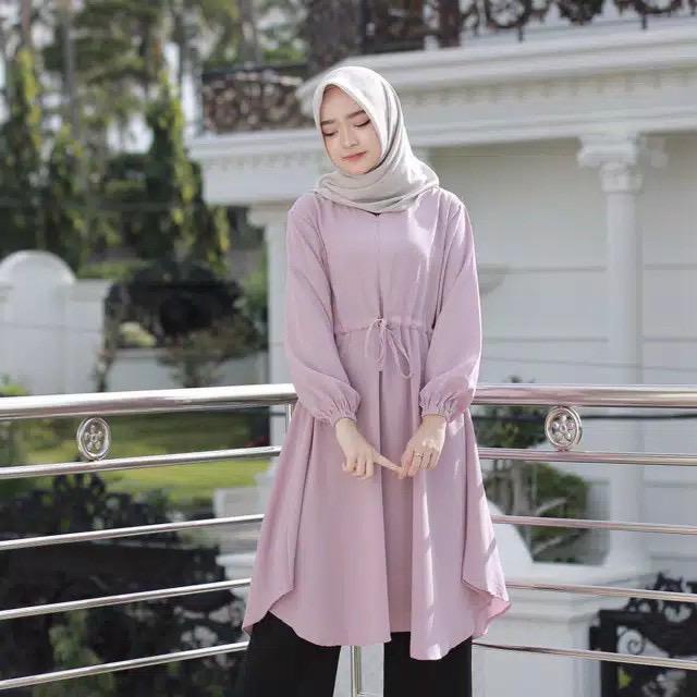Lola Tunik - atasan wanita muslim - Tunik Rempel Polos - Tunik Payung - Baju Muslimah