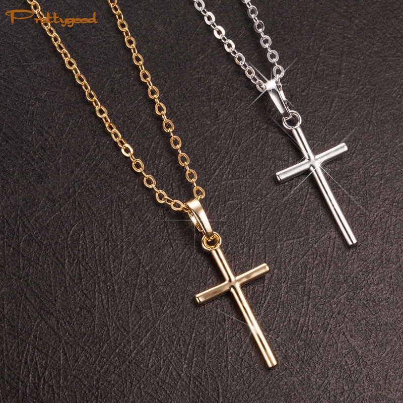 Kalung Salib Pria Rantai Vintage Cross Salib Liontin Kalung -PD