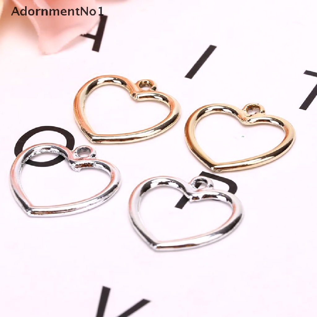 (AdornmentNo1) 10pcs / Set Liontin Bentuk Hati Hollow Out Bahan Alloy Untuk Kerajinan Tangan DIY