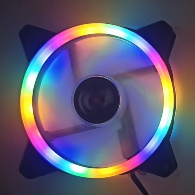 Fan RX7 RGB Fix rainbow 12cm kipas casing pc 120mm cooler desktop