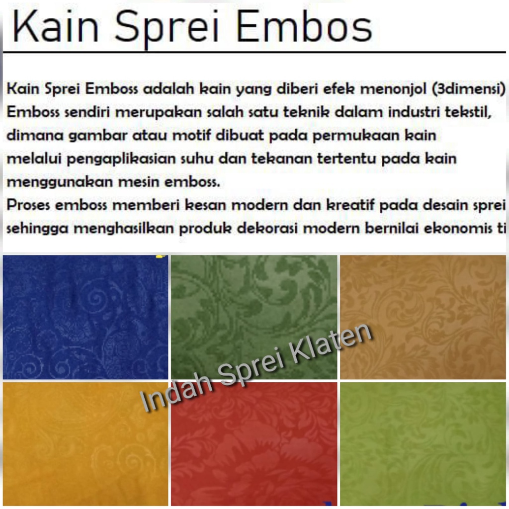 Sprei Disperse Polos Embos 160x200 / 180x200 / 200x200 Tinggi 20