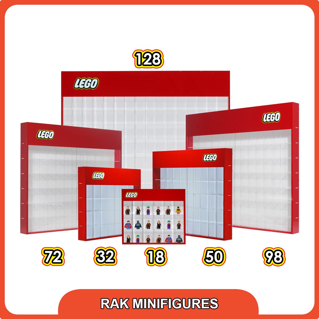 Rak Akrilik Minifigures Isi 18 | Display Mini Figure Full Acrylic LEGO Style | Rak Koleksi Estetik P