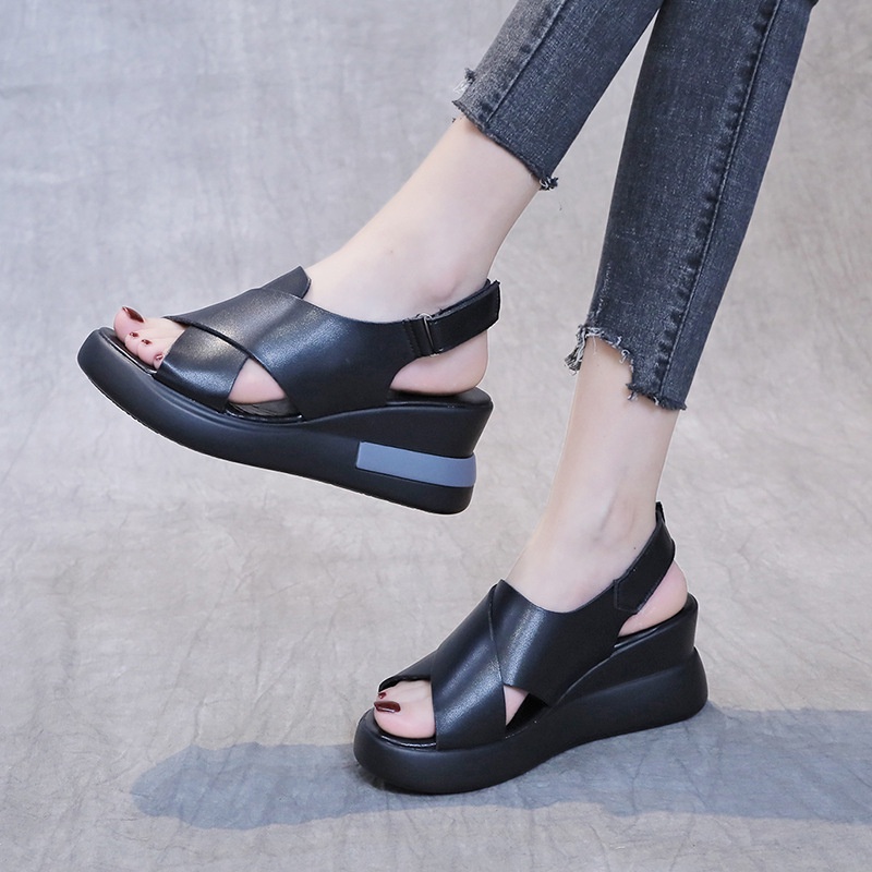 RYX - Volant Gust Sandal Wedges Wanita Fashion Casual - Ori Import