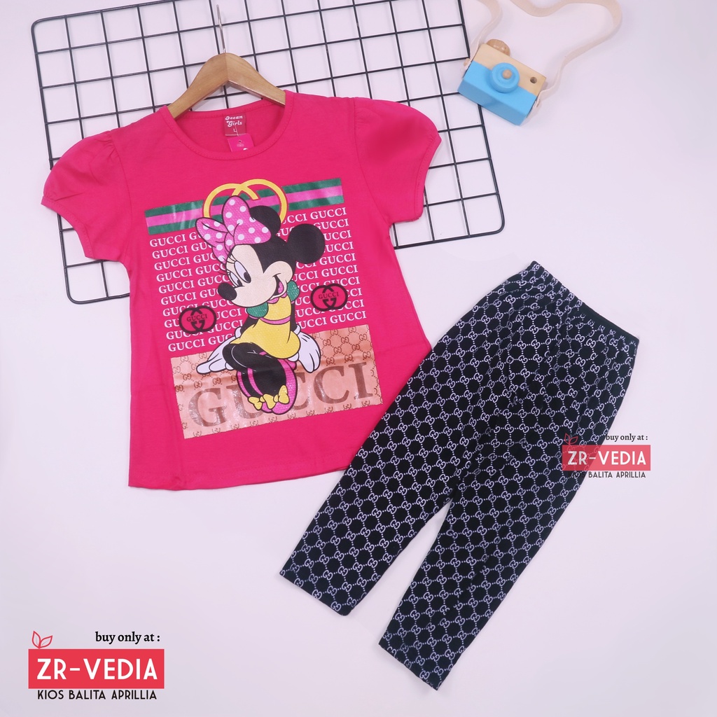 Setelan Mikkey &amp; DOLL uk 2-3 Tahun / Baju Anak Karakter Perempuan Celana Panjang Disney Import kiosbalitaaprilia