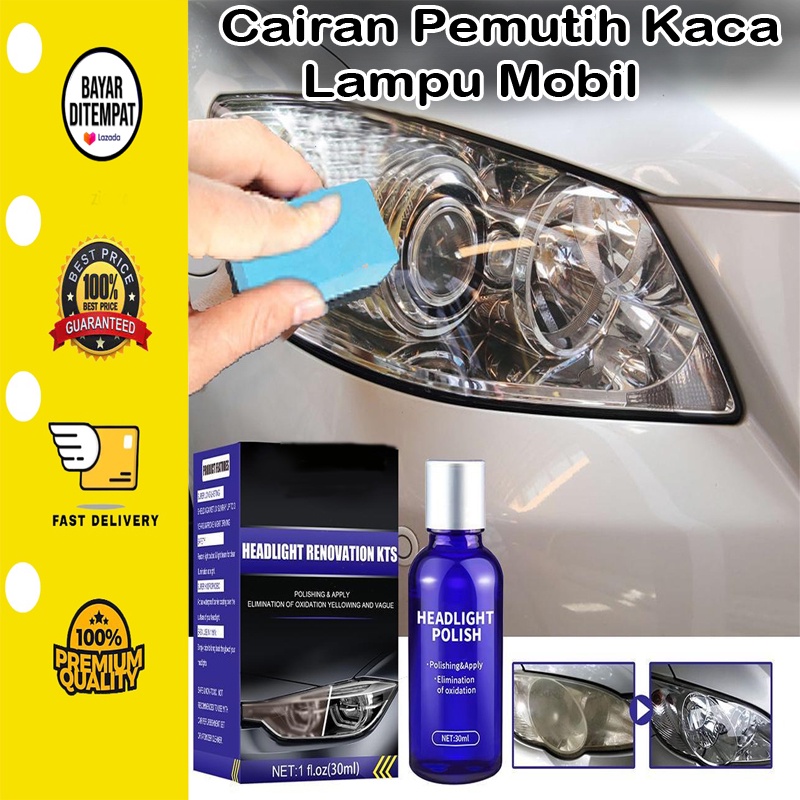 [BISA COD] Cairan Pemutih Kaca Lampu Mobil Buram Kuning Pembersih Anti Gores Headlight Headlamp Instan Repair Headlight Polish 30ml