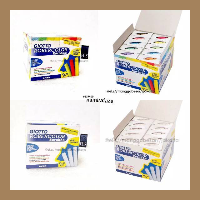 

WAJIB TANYA STOK!!! GIOTTO ROBERCOLOR ENROBEE COLORS WHITE 100 PCS BLACKBOARD KAPUR PAPAN TULIS