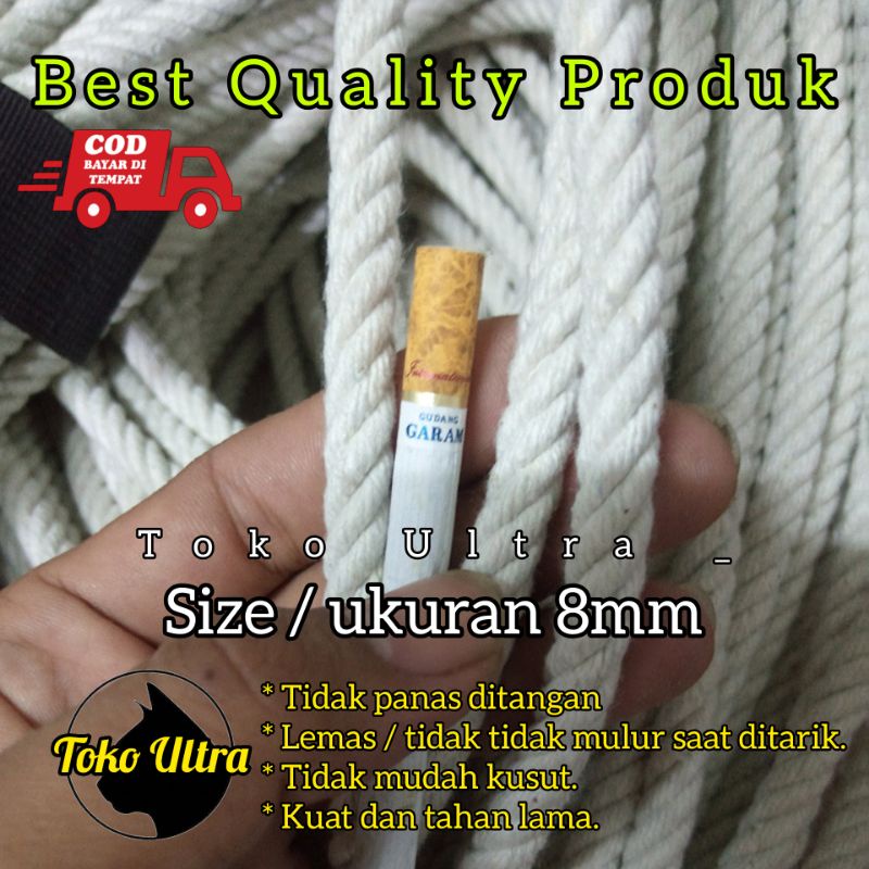 TALI 8MM BAHAN KAIN (ECERAN) / TALI METERAN / TAMBANG 8MM / TAMPAR 8MM / TALI IKAT MOBIL / TALI LOSBAK / TALI MOBIL BAK / TALI COD / TAMBANG KAIN / TALI KURALON / TALI KILOAN