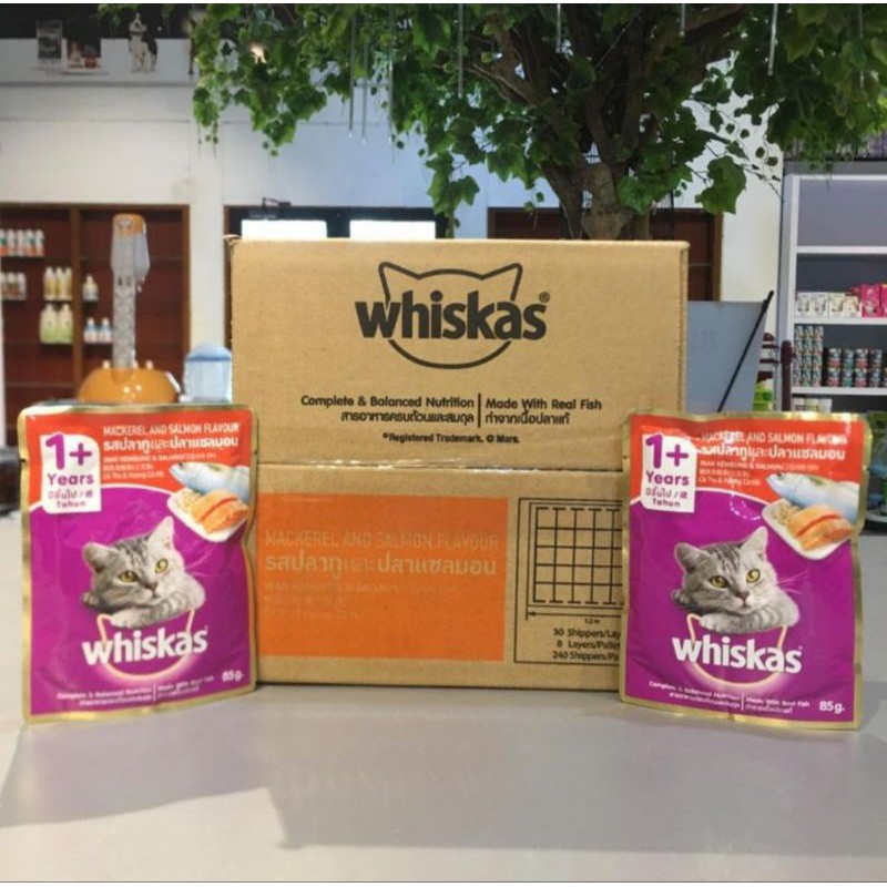 whiskas pouch 85gr wet food kemasan Dus isi 24/makanan kucing saset