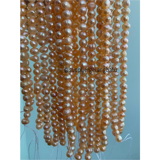 Bahan Mutiara Air Tawar Barok PEACH 6 x 8mm Bulat baroque pearl