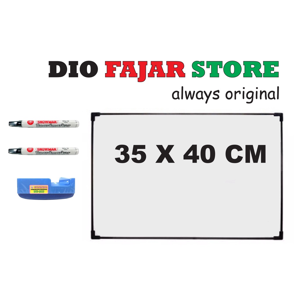 

PAPAN WHITE BOARD 35 X 40 CM PLUS 2 BH SPIDOL SNOWMAN WB + PENGHAPUS