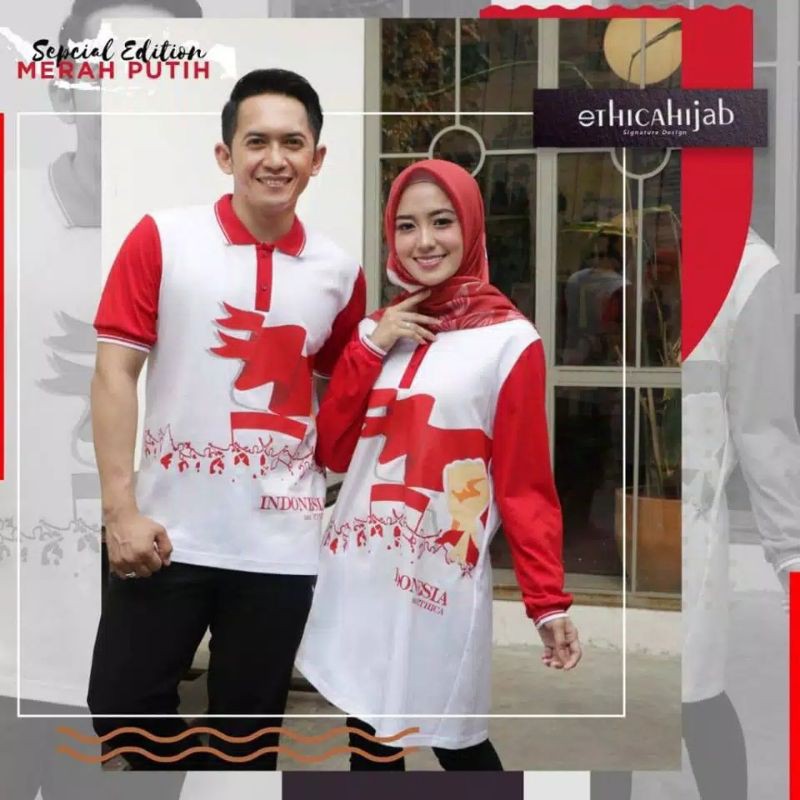 ATASAN MERAH PUTIH BAHAN KAOS PRIA II KPL 01 PUTIH II  ETHICA