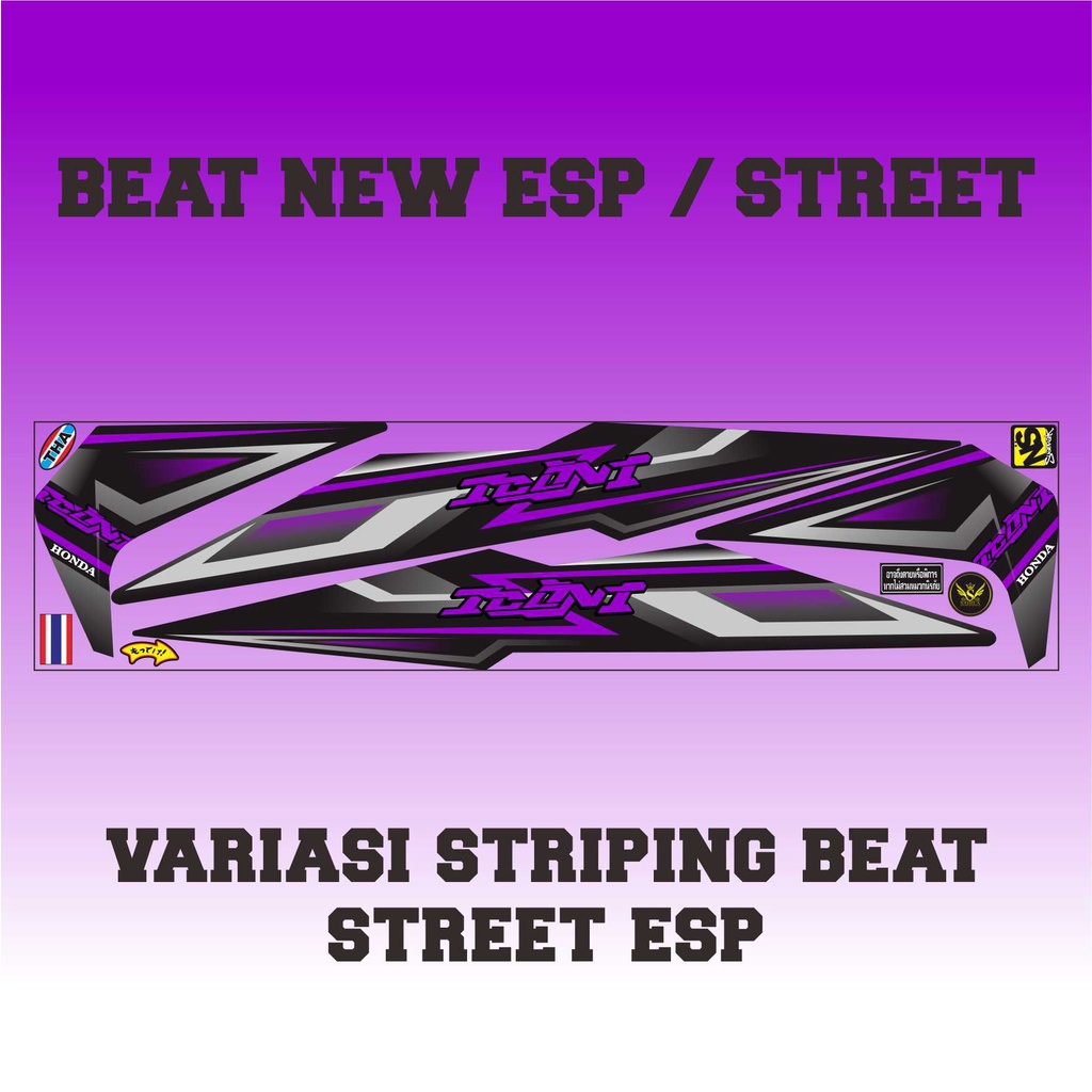 COD STICKER STIKER STRIPING VARIASI LIST MOTOR HONDA BEAT FI NEW ESP STREET - UNGU VARIASI