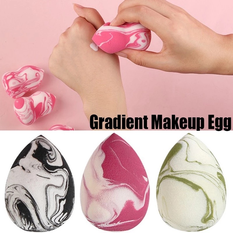 [1Piece Random Color Gradient Marble Makeup Sponge Blender] [Latex-Free Foundation Blending Sponge] [Cosmetic Puff For Applying Powder,Cream,Liquid]