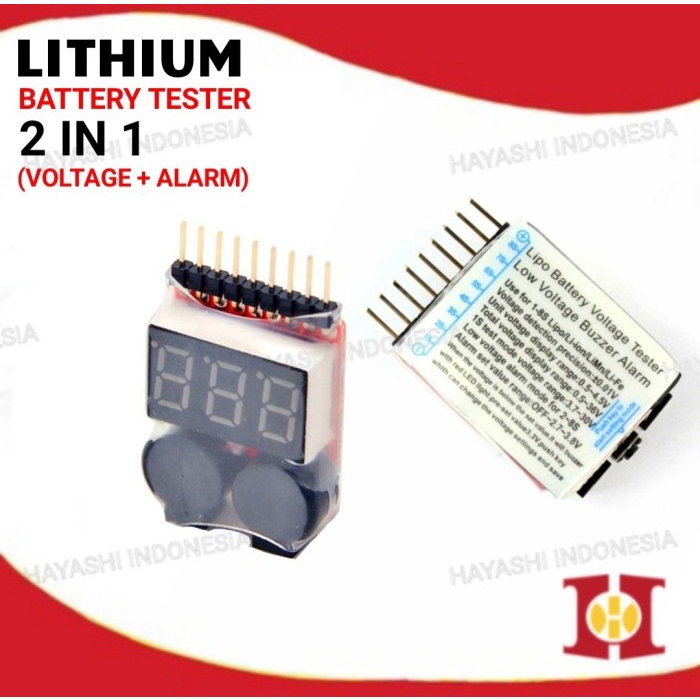 1-8S Lipo Battery Tester Low Voltage Buzzer Alarm Baterai Li-Po Volt