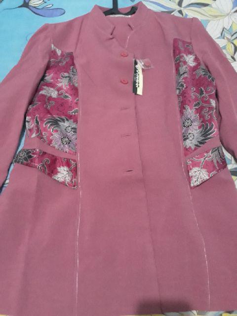 Diskon Setelan Baju Kerja Blazer Kantor Cewek Pink Girly Cantik Batik Shanghai Panjang Bank Klinik