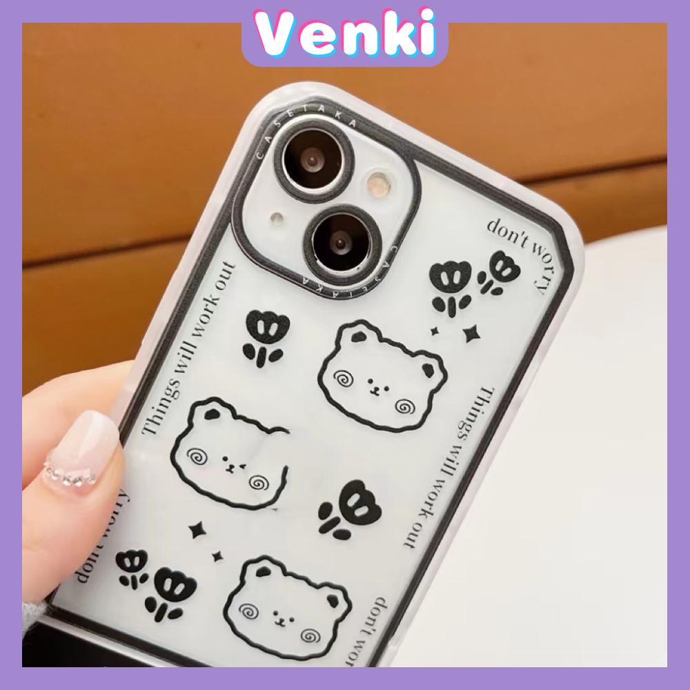 iPhone Case Silicone Soft Case Clear Case Folding Stand Shockproof Protection Camera Cartoon Bear Cute Compatible For iPhone 11 iPhone 13 Pro Max iPhone 12 Pro Max iPhone 7Plus xr