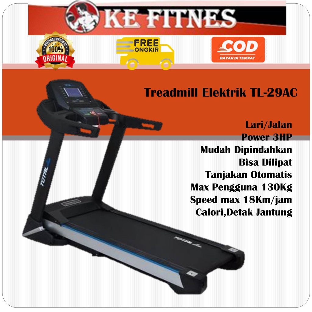 SPESIAL Alat Olahraga Lari Treadmill Elektrik, Treadmill Listrik, Treadmill Lipat, Alat Olahraga Lari di Tempat, Alat Olahraga Rumahan, Alat Olahraga Alat Fitness, Alat Fitness, Alat Gym, Treadmill TL26AC, Total Fitness, Kettler, Idachi