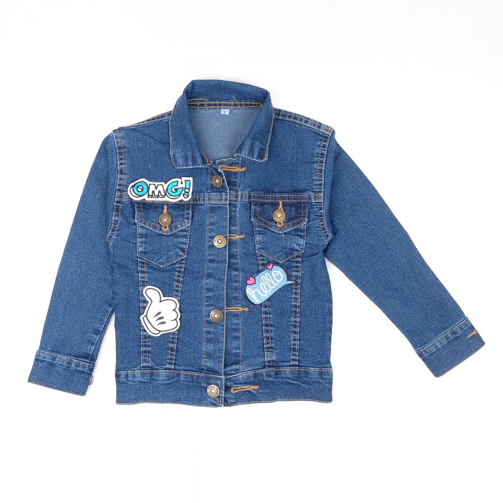 CARVA ORIGINAL JAKET JEANS ANAK DENIM LAKI LAKI PEREMPUAN JAKET BAYI OMG SERIES BORDIR BIOWASH  REAL PICT