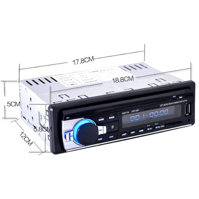 Tape Audio Mobil Multifungsi Bluetooth USB FM Radio JSD-520