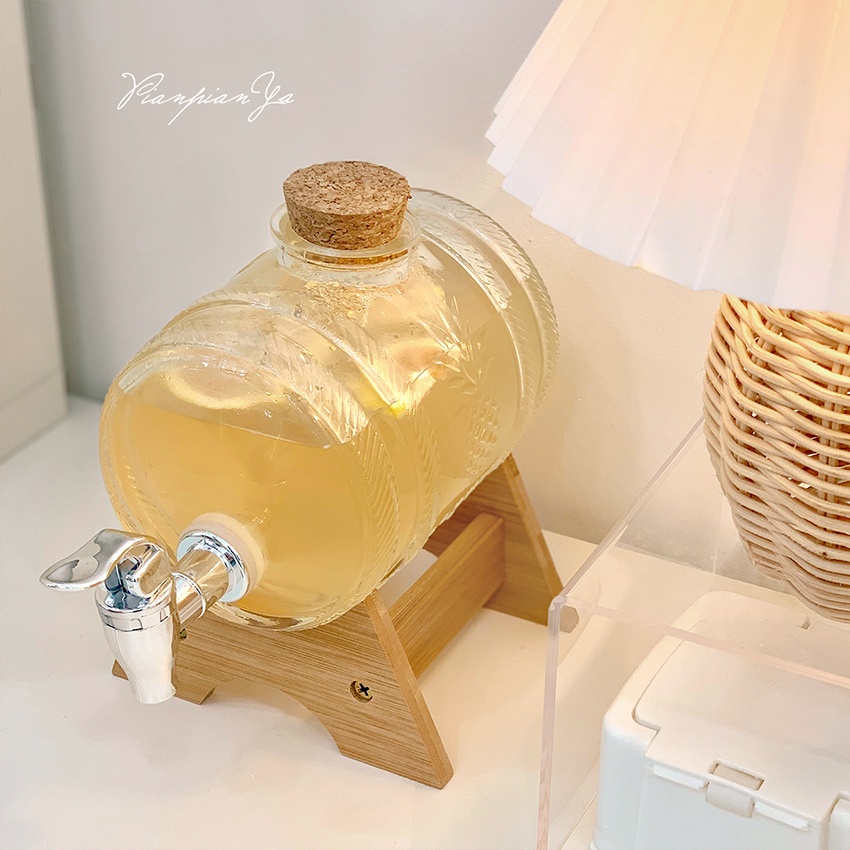 Dispenser Kulkas Mini 1L Glass Dispenser Air Minum Jus / Dispenser Toples Kaca Kran / Cold Glass