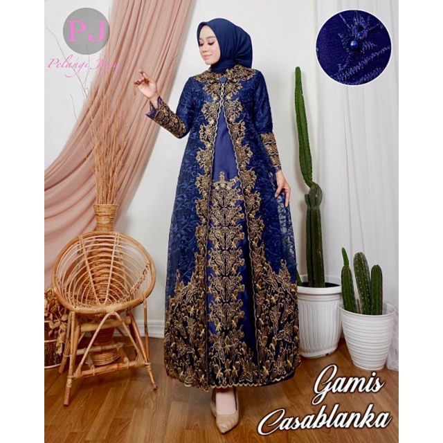 GAMIS CASABLANCA/ GAMIS TILE BORDIR MUTIARA  PREMIUM  / ORIGINAL PELANGI JAYA