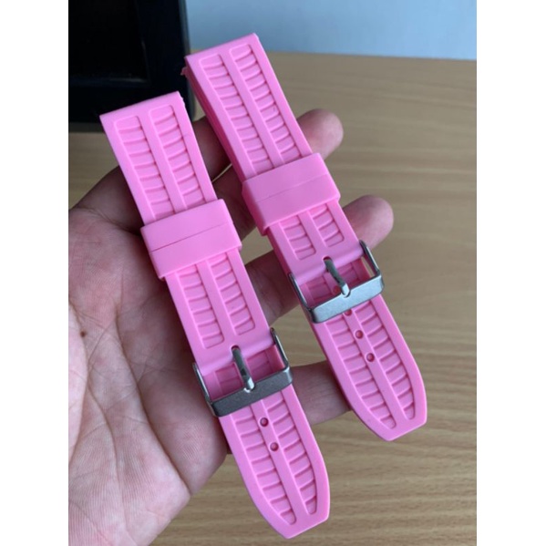 Strap Tali Jam Tangan Karet Tebal pink 24MM berkualitas