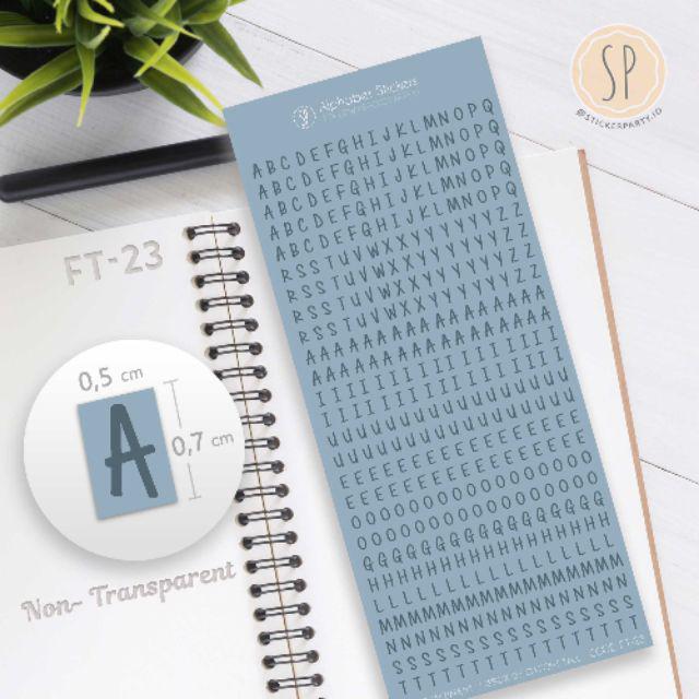 [Sticker Party] 442pc Stiker Huruf Aesthetic Huruf Besar Stiker Bujo Alfabet Agenda Ukuran Kecil 0,5-FT23 - Blue