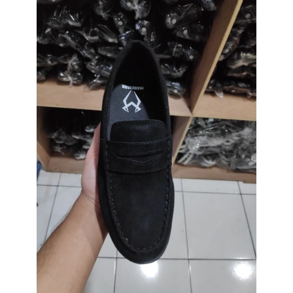 FELIX BLACK Sepatu Pria Casual Slip On Pria Kulit Suede Loafers Santai Pesta Kondangan Modern Keren