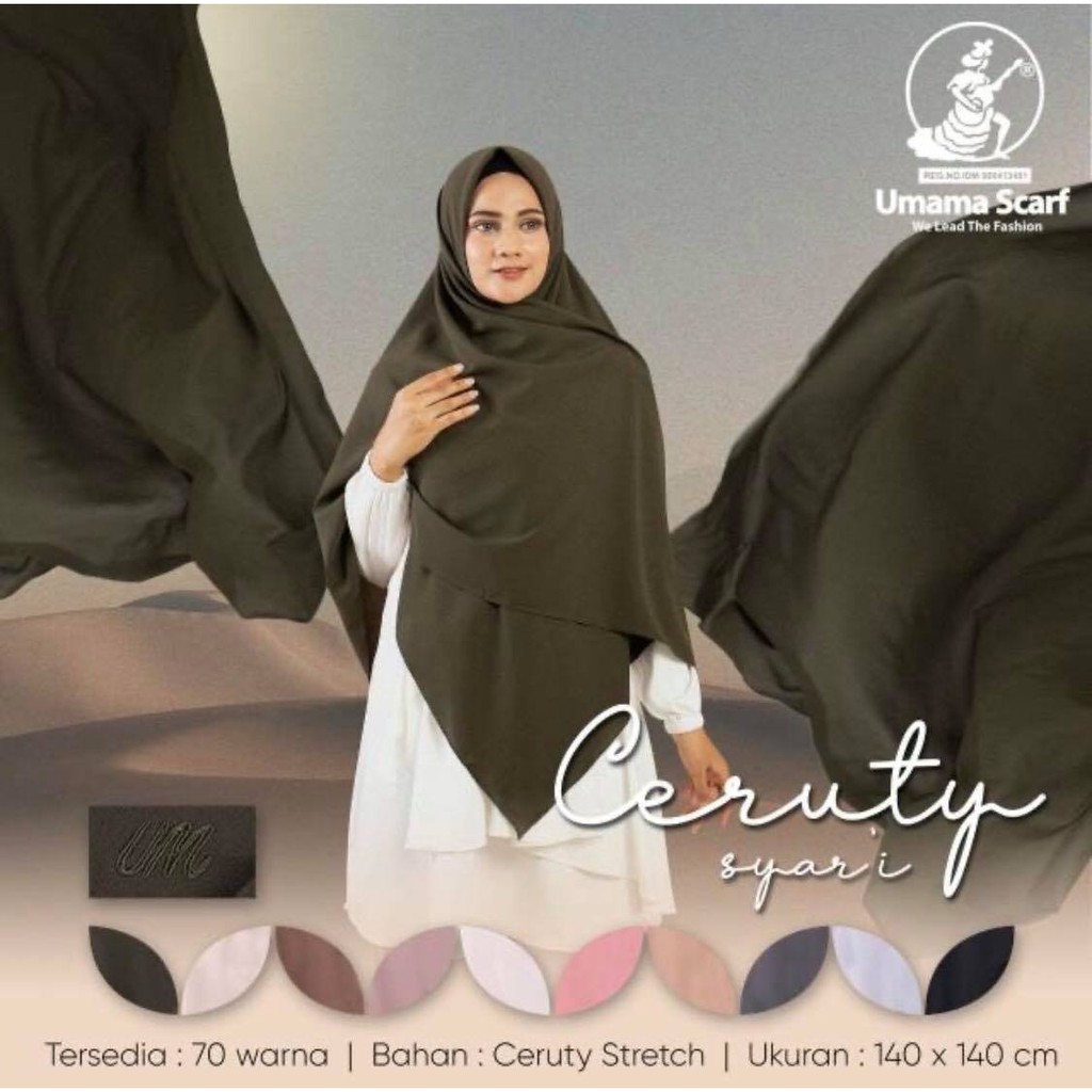 SEGI EMPAT UMAMA SYARI CERUTY / SAUDIA SYAR'I / HIJAB JILBAB KERUDUNG JUMBO CERUTY by umama scraft