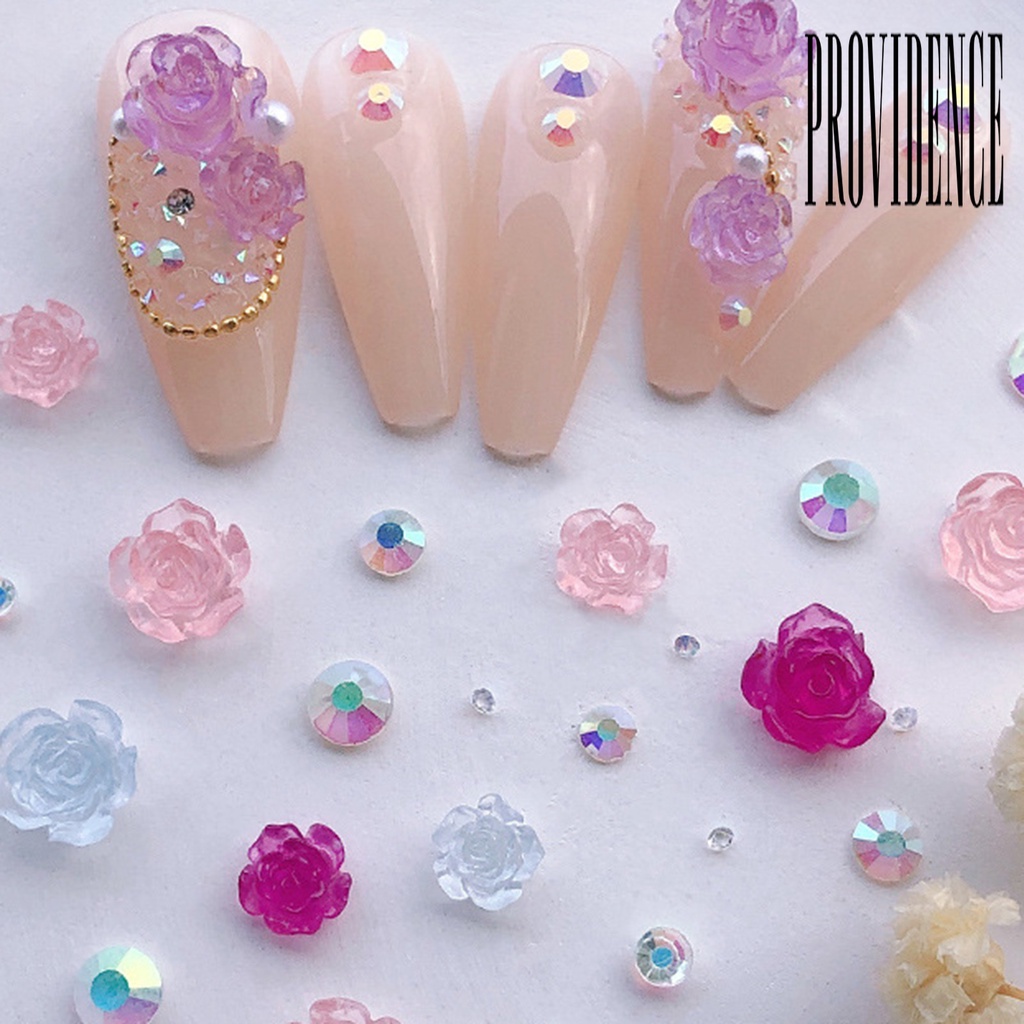 Providence 6 Sekat / Kotak Hiasan Kuku Bentuk Bunga Kamelia / Aurora / Mutiara Putih Untuk Nail Art Wanita