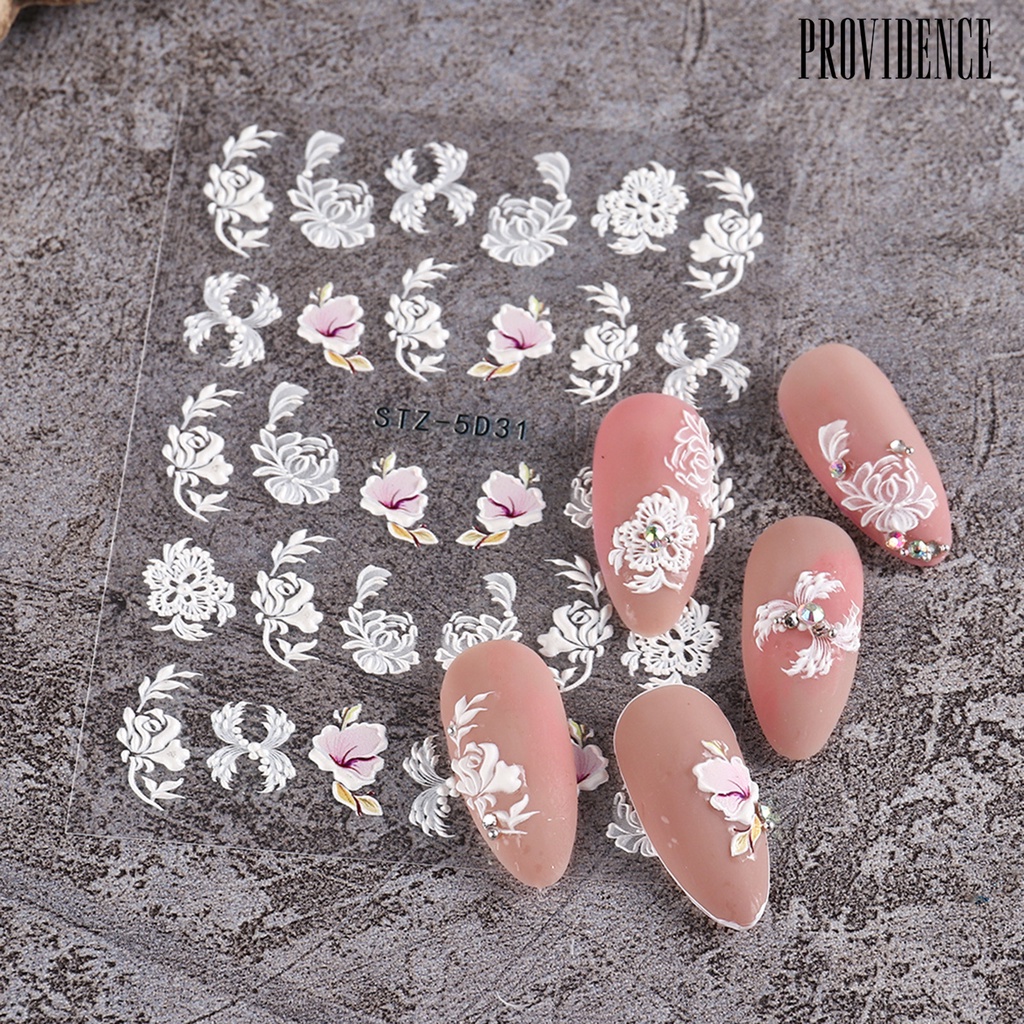 Providence 1 Set Stiker Kuku Motif Bunga 3D Untuk Nail Art