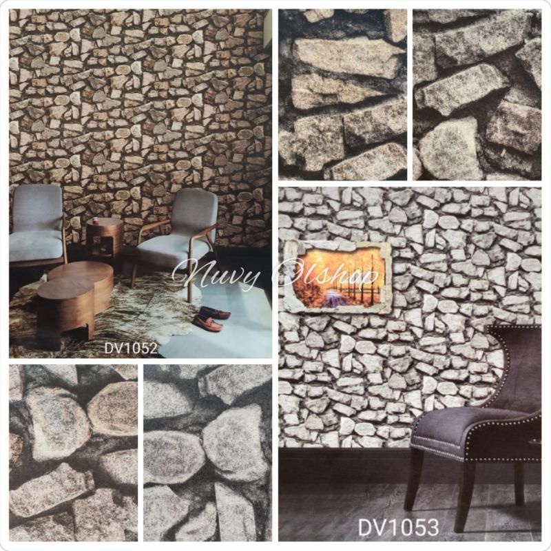 WALLPAPER DINDING MOTIF BATU ALAM / WALLPAPER BATU ALAM BAHAN VINYL