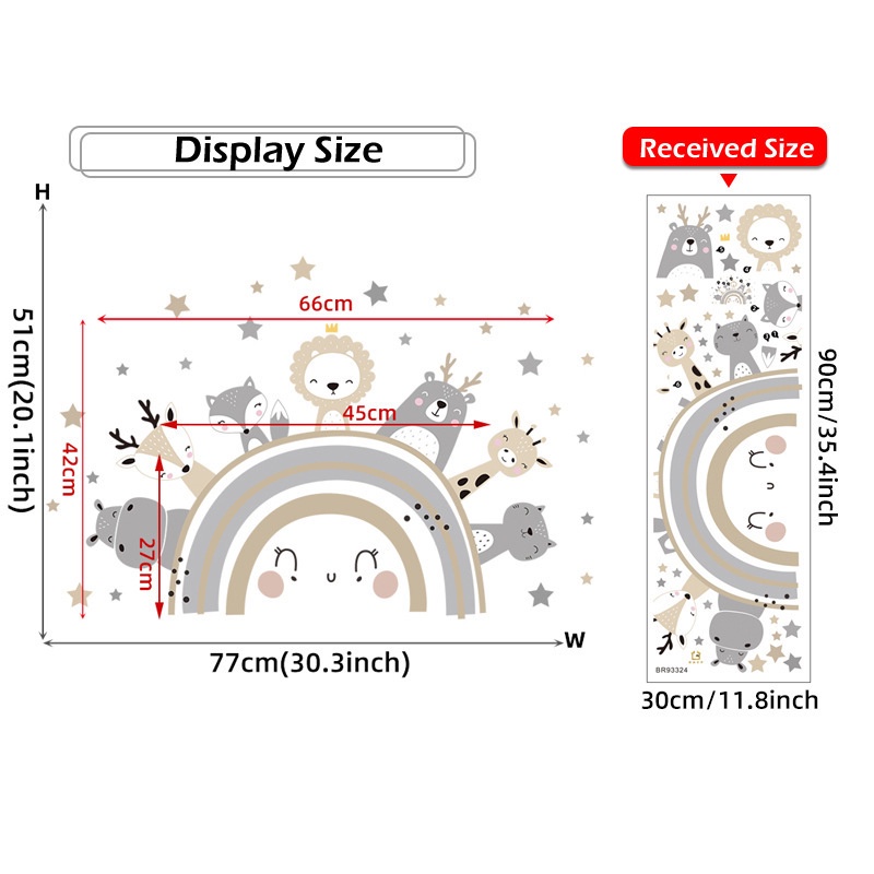 Stiker Dinding Desain Kartun Hewan Pelangi Bintang Kuda Nil Singa Rubah Jerapah Dapat Dilepas Untuk Dekorasi Kamar Anak