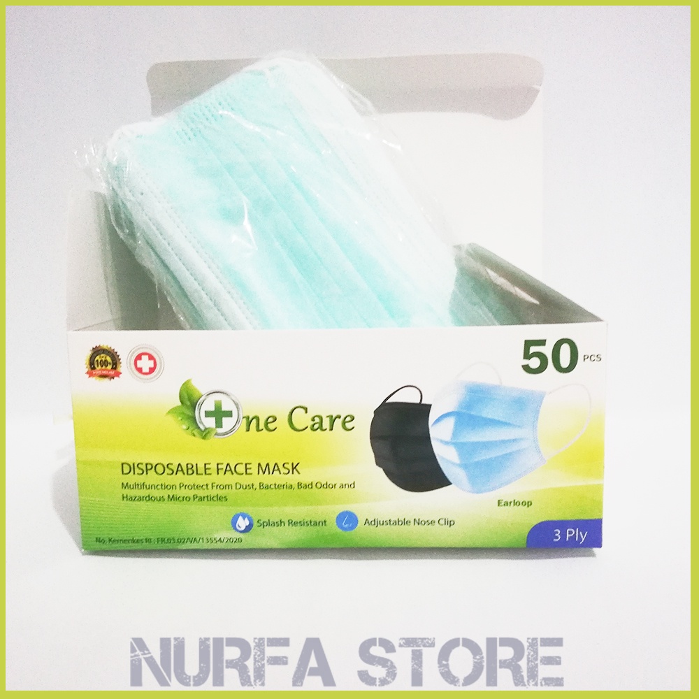 Masker Medis 3 Ply Hijau Earloop 50 Pcs