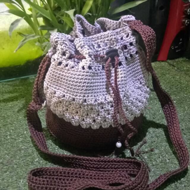 Tas Wanita/Tas Rajut Bulat/Tas Selempang