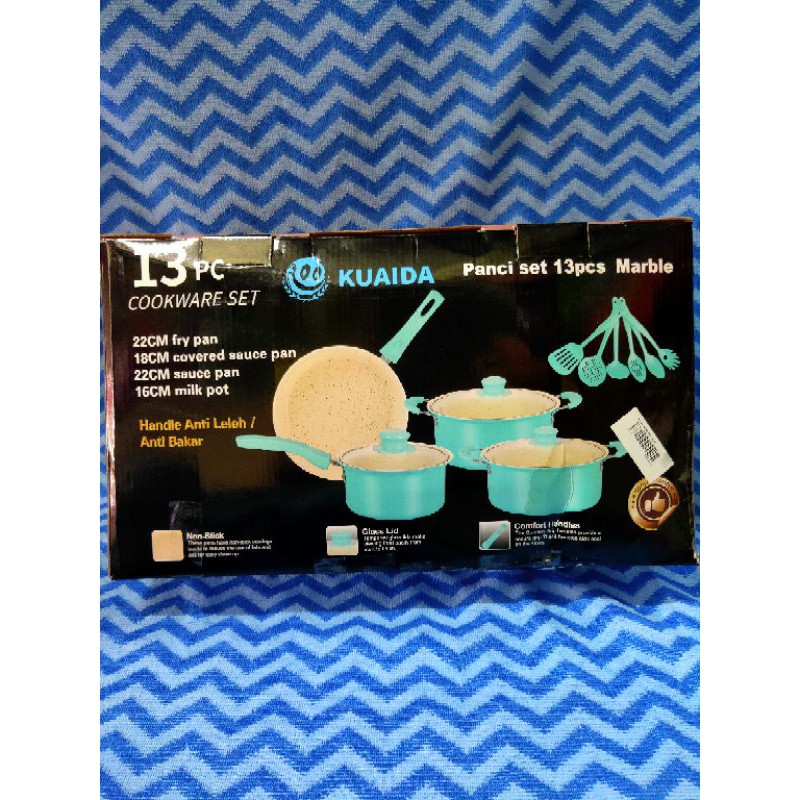 13 pc cookware set marble