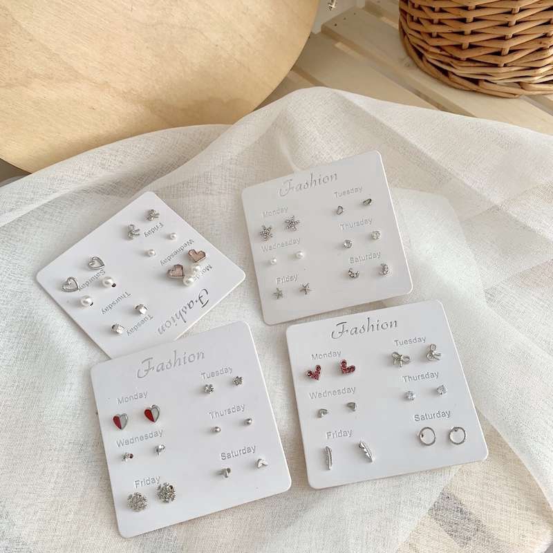 6 Pasang Anting Tusuk Kristal Mutiara Gaya Korea Untuk Wanita