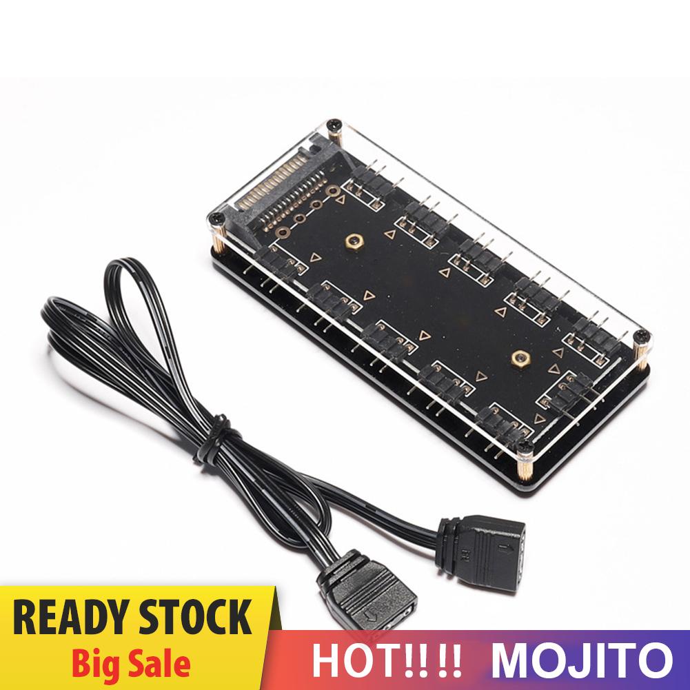 Hub Splitter Ekstension 10 Port Kipas Rgb Sata Power 5v 3pin Untuk Pc Desktop