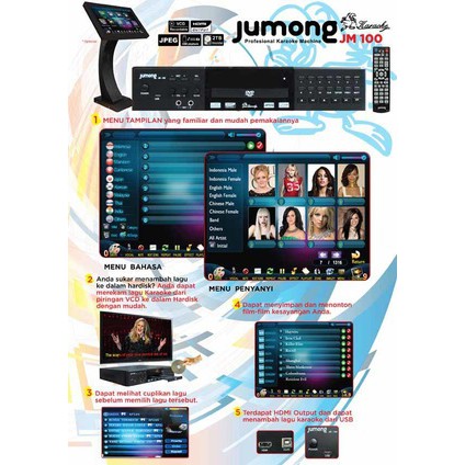 DVD PLAYER KARAOKE JUMONG JM 100 + layar touch screen 19 inch