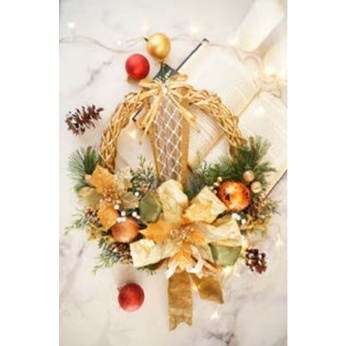 Pajangan Natal Wreath Traditional Gold