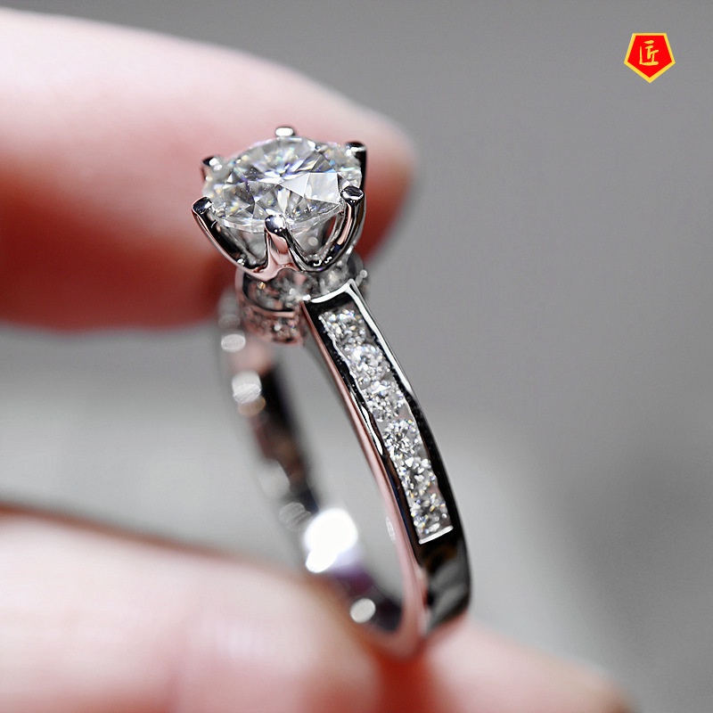 [Ready Stock]Fashion Elegant Moissanite Crown Six Claw Ring