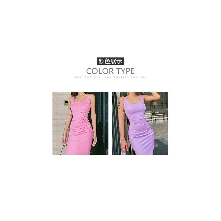 【Vanessa】Solid Ruched Cami Bodycon Dress C260