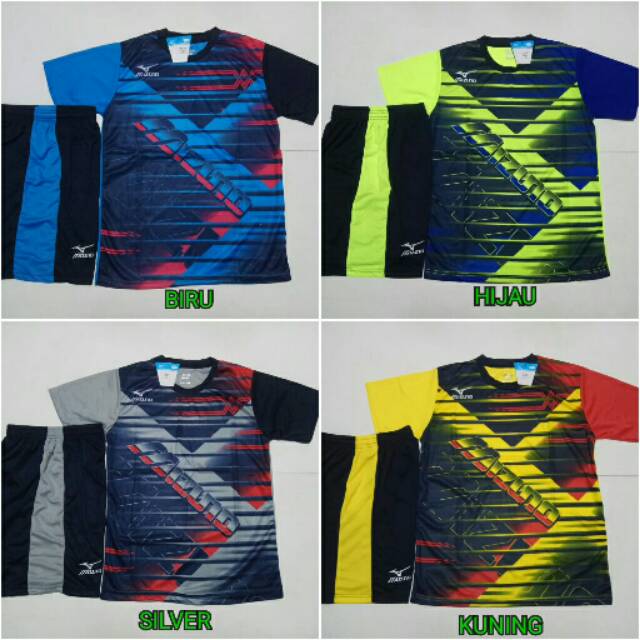 Setelan  Volly Mizuno Olahraga Jersey Kaos Baju Celana