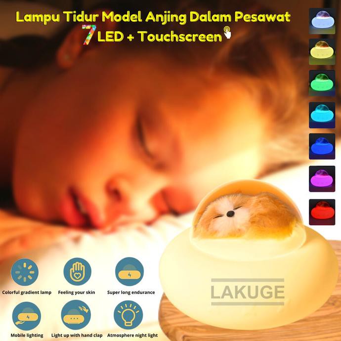 Lampu Tidur LED Anjing Pesawat Night Lamp USB Rechargeable Touchscreen