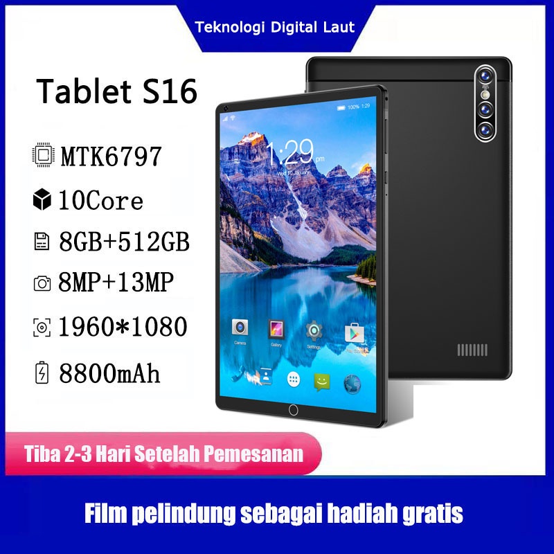 S16 Tablet PC 8 Inch 8+512GB 10 Core Android 10.0 Siswa mengikuti kelas online belajar tablet