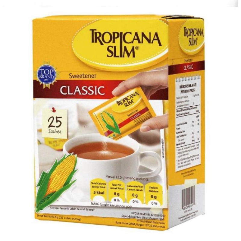 

Tropicana Slim Sweetener Classic 25 Sachet/bebas gula dan juga rendah kalori