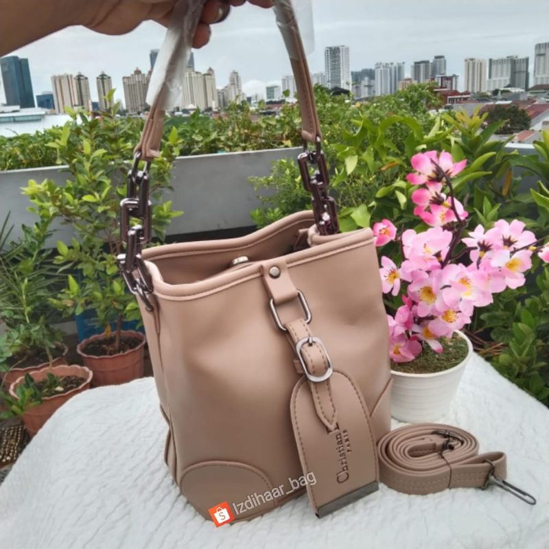 TasFashion wanita,dua Tas Selempang Mini Wanita Dua Ruang dengan Tali Rantai, Bahan Polos Lembut, Wa