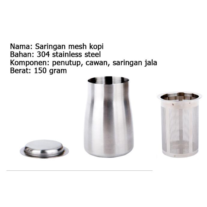 

STAINLESS STEEL MESH SARINGAN BUBUK KOPI DENGAN TUTUP