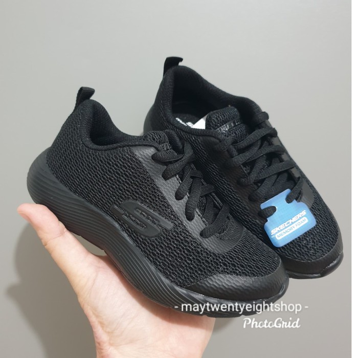 Sepatu Sekolah Anak Skechers Memory Foam Dyna Lite Speedfleet Full Black Tali Original Store