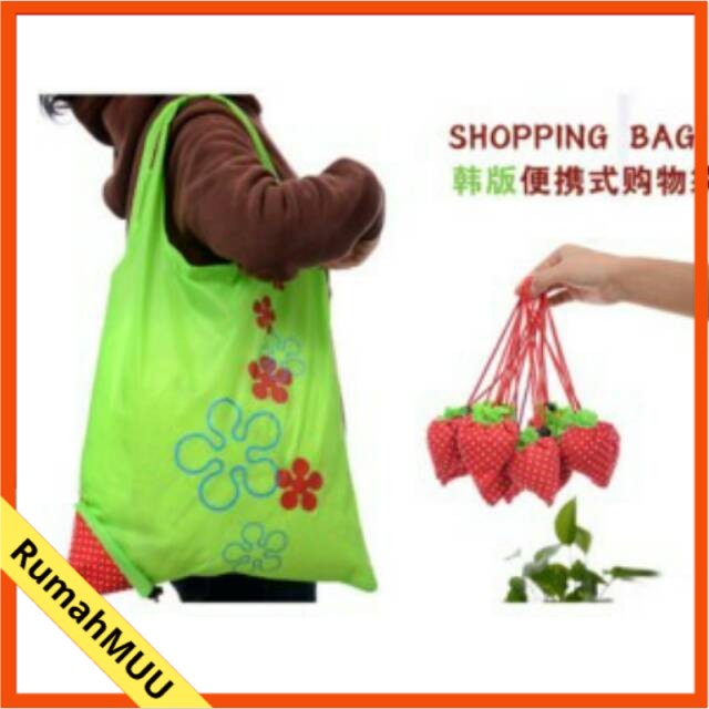 TAS BELANJA SERBAGUNA LIPAT STRAWBERRY Strawberry Shopping Bag RumahMUU
